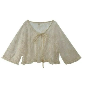 Women Lolita Chiffon Blouse Shirt Mesh Ruffle Cardigan Lace Shawl Bolero NR9 - Picture 1 of 12