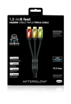 PDP Afterglow Triple HDMI Cable 1.80m Multi Colored Red Orange Green Colored - Image 1 of 2