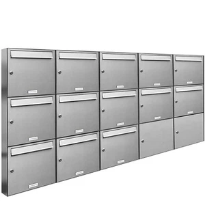 13er Premium Edelstahl Briefkasten Anlage für Außen Wand Design Postkasten 5x3 - Bild 1 von 4