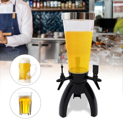3L Draft Beer Tower Dispenser Cold Drink Beverage Beer Tower W/3*Taps Home Bar - Image 1 of 4
