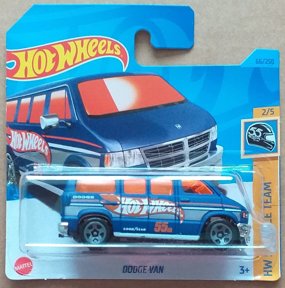 Hot Wheels 2023 Dodge Van "Горячие колеса", синий, короткий карты. - Изображение 1 из 1