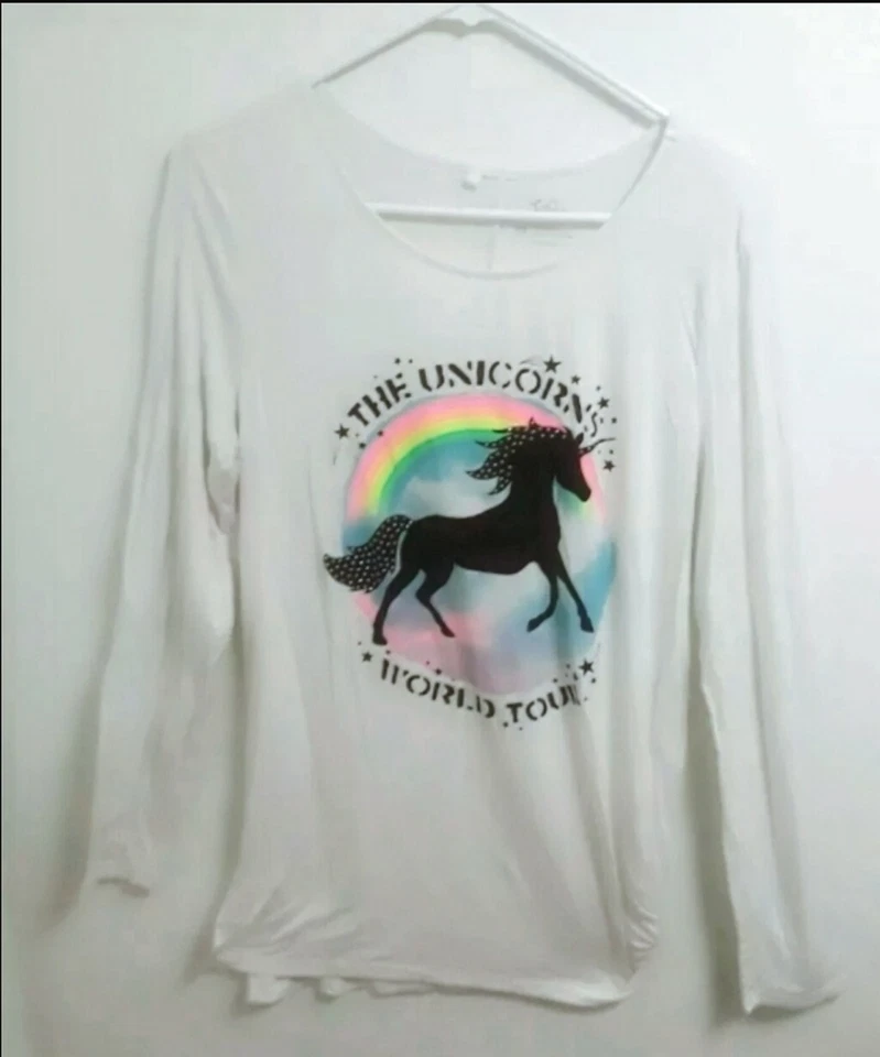 JUSTICE Unicorn Shirt Youth Size 20 Soft, Stretchy Top *Pre-owned* Cool 🦄 Kids - Image 1 of 3