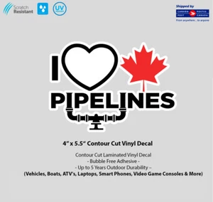 4" x 5.5" I Love Canadian Pipelines Laminated Vinyl Decal - Picture 1 of 1
