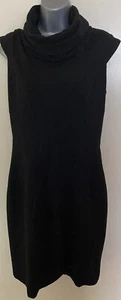 Zara Woman Smart Black Funnel Neck Midi Length Wiggle Dress size Large - Picture 1 of 12