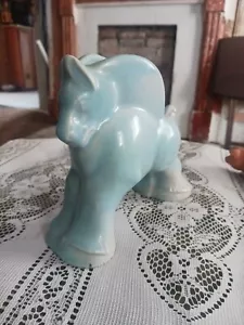 Vintage hellblau Keramik Pferd Übertopf, MCM Keramik Pferd Übertopf - Bild 1 von 4