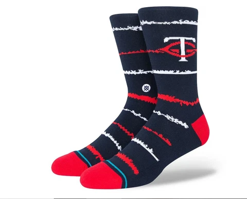 Minnesota Twins Chalk Min Stance MLB Baseball Crew Socks Large Men's 9-13 Cover