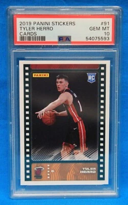 2019 PANINI STICKERS # 91 Tyler Herro RC PSA 10 GEM MT # 54075593  MIAMI HEAT !! - Image 1 of 2