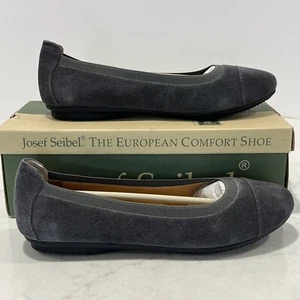 Josef Seibel Pippa Gray Suede Cap Toe Comfort Ballet Flats EU41 US10/10.5 NEW - Picture 1 of 13