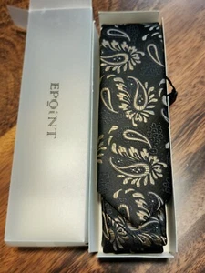 Epoint Men's Black Paisley Silk Skinny Slim Tie NWT - Picture 1 of 6