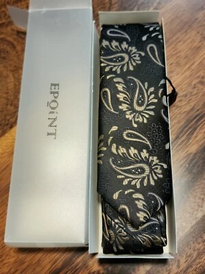 Corbata ajustada Epoint negra de seda cachemira para hombre nueva con etiquetas Foto 1 de 4