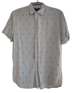 Michael Brandon Rayon Shirt XL Blue Button Up Slim Fit Pineapples Beach Coastal - Picture 1 of 5