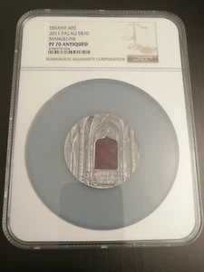 2011 Palau 10 USD Tiffany Art - Manuelińska srebrna moneta 2 uncje NGC PF70 idealna - Zdjęcie 1 z 6