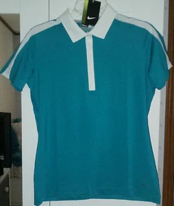 Nike Golf Tour Performance Embossed Dotted Polo Womens S M 541951 326 Teal White - Picture 1 of 5