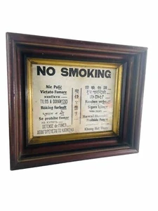 Letrero vintage para no fumar en muchos idiomas, marco de madera dorado bar guarida decoración novedad - Imagen 1 de 12