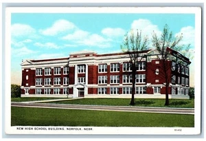 Norfolk Nebraska NE Postcard New High School Building Campus c1930's Vintage - Picture 1 of 2