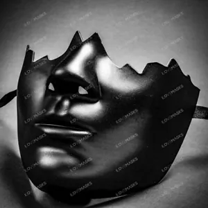 Venetian Bottom Half Face HipHop Dance Masks - Halloween Party Mask - Black - Picture 1 of 4