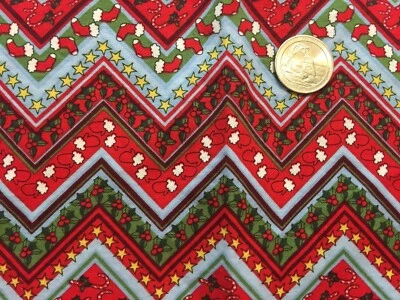 Algodón Acolchado Zig Zag Navidad Tela Medias Poinsettias Hobby Lobby BTHY Foto 1 de 4