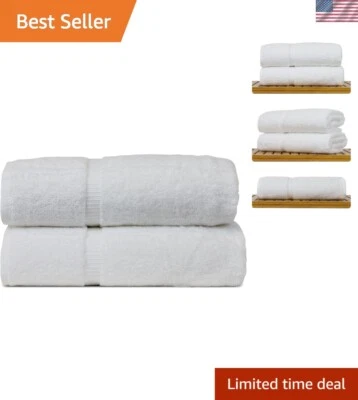 Juego de 2 toallas de baño de algodón turco de secado rápido de lujo - 700 GSM blanco elegancia Foto 1 de 4