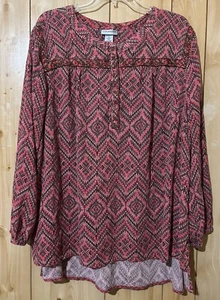 Catherines Damen Shirt 2X Übergröße Perlen Azteken Viskose HiLo Tunika - Bild 1 von 4