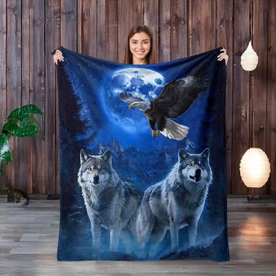 Manta Wolf Throw Manta Genial Mantas Decorativas para Sofá Cama Regalo para... Foto 1 de 4