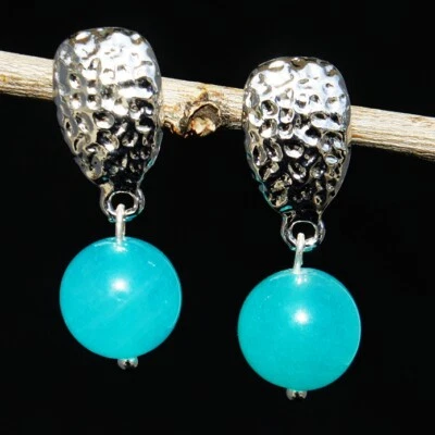 Silver-plated Fashion Handmade Natural Crystal Agate Gem Earrings Women Gift - Image 1 of 2