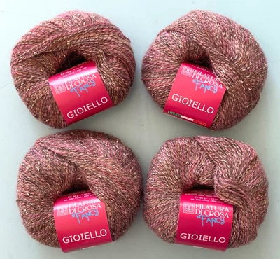 Lote de 4 / Filatura Di Crosa FANCY GIOIELLO Fios Metálicos Mohair - #48 Ouro Rosa - Imagem 1 de 4