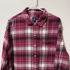 Camicia donna GAP rossa e bianca a quadri con bottoni taglia XL manica lunga tasca  - Foto 1 di 9