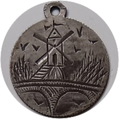 Pictórica Ficha de Amor Molino de Viento Pasos Puente Río Cañas de Agua Pájaros Volando - Emma Foto 1 de 4