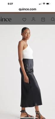 Maxi Falda Quince 100% Seda Negra Grande Lavable Nuevo sin Etiquetas Perfecto Estado. Foto 1 de 4