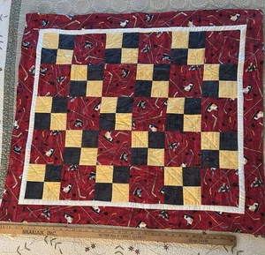 Ice Hockey Throw Blanket 36”X41” Hockey Player Pucks Plush Bed Blanket -EUC - Picture 1 of 3