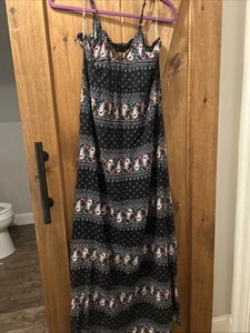 Raindrops By Papillon Maxi Dress Womens Small Paisley Black Sleeveless Open Back - Picture 1 of 6