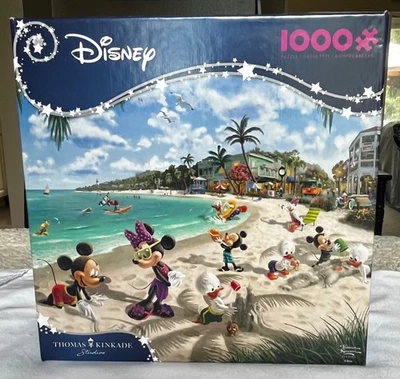 Thomas Kinkade Disney MICKEY AND MINNIE IN FLORIDA 1000 Pc Ceaco Puzzle New - Image 1 of 3