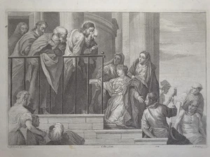 Resurrección hijo de la viuda Theatrum Pictorium Teniers grabado en cobre veronés 1684 - Imagen 1 de 5
