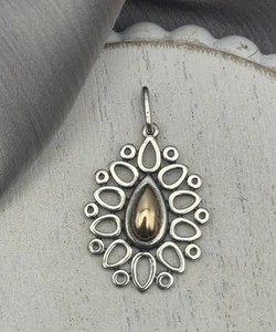 Retired James Avery 14k & 925 Open Lattice Pendant 4.3G / 1.4in  - Picture 1 of 6