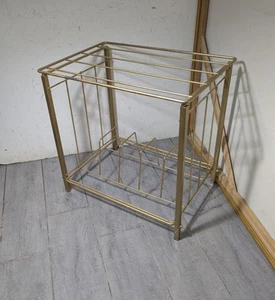 Vintage Mid Century Modern Gold Metal Wire LP Vinyl Record Album Rack Stand F29 - Picture 1 of 21