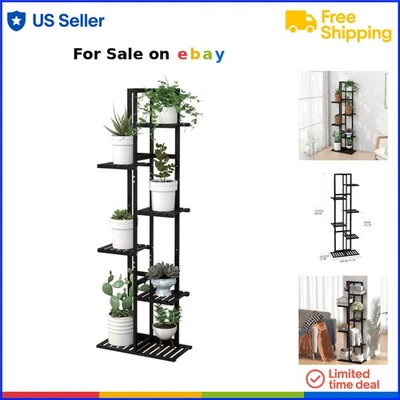 Bamboo Plant Stand Rack 6 Tier Indoor Outdoor Display Shelves for Patio Garden - Image 1 of 4