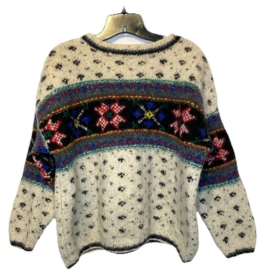 VTG The Limited America Collection HAND KNIT Ski Sweater 100% Wool Nordic Large - Image 1 of 4