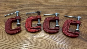 Vintage Metal Adjustable C-Clamps 1 Inch Set Of 4 Red Made in the Japan - Picture 1 of 12