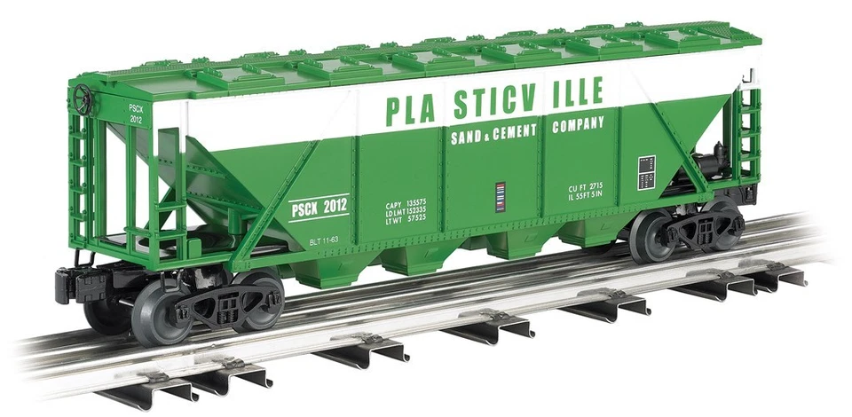 Bachmann 47626 O Plasticville Sand & Cement Co. Quad Hopper Car Green - Image 1 of 1