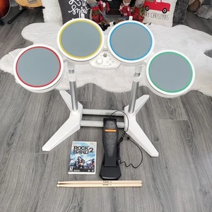 Juego de batería con cable Nintendo Wii Rock Band 19092 con juego, pedal, palos probado funciona - Imagen 1 de 11