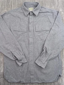 LL Bean Chamois Flannel Shirt Men's Large Gray Heavyweight Button Down Chore - Picture 1 of 14