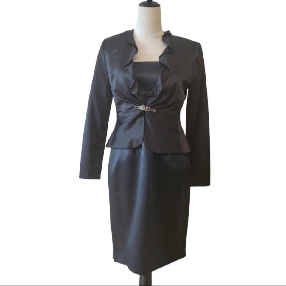Talbots 100% Silk 2 Piece Dress & Jacket Suit Size 4 - Image 1 of 4