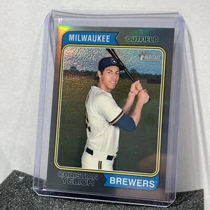 2023 Topps Heritage - 🔥Chrome Silver #218 Christian Yelich /374🔥 Brew Crew - Bild 1 von 2
