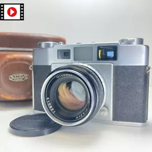 Olympus 35-S G.Zuiko 42mm f2 Film Camera Silver & Brown Leather Case From JAPAN - Picture 1 of 24