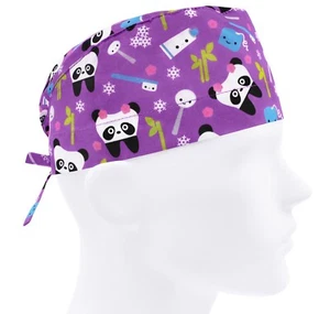 Mens scrub caps, surgical cap teeth, surgery hat panda, scrub hats dentist - Picture 1 of 3