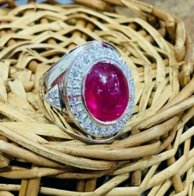 Heizbar Rubin Edelstein Mit 925 Sterlingsilber Ring für Herren #3482 - Bild 1 von 4