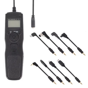 LCD Timer Remote Cord+7pcs 2.5mm DC Removable Cable for Canon Nikon Sony Olympus - Picture 1 of 12