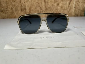 Hardly Worn - GUCCI Brown, Gold, Blue Navigator Men's Sunglasses, GG0200S 004 - Picture 1 of 10