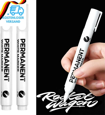EUZUXU 2 Stück Marker Weiß Stift, 2,0 Mm Fadenbreite, Wasserfest Und Schnell Tro