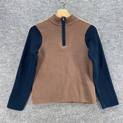 Suéter pulôver Hanna Anderson menina 140 marrom malha zíper gola alta - Imagem 1 de 4